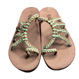 Planka Sandals, SZ 11, Turquoise/Dk Brown color, Like New (T4)